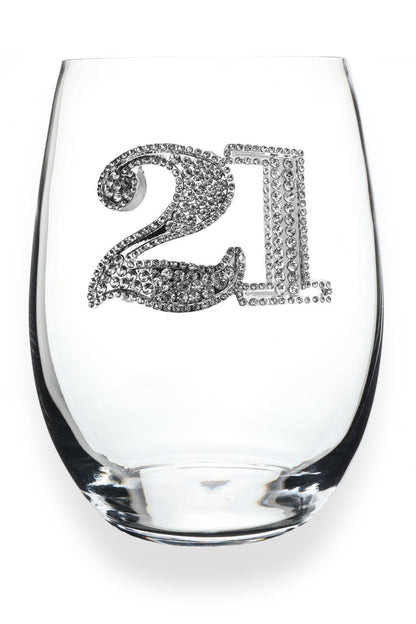 21st Birthday Jeweled Glass