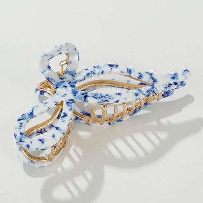 Metal Ribbon Bow Claw Clip