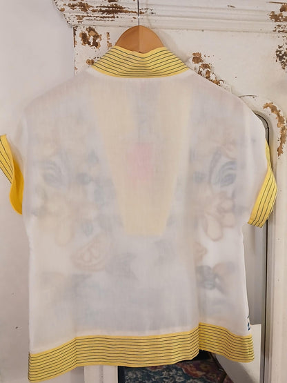 Lemon & Flowers Embroidered Top