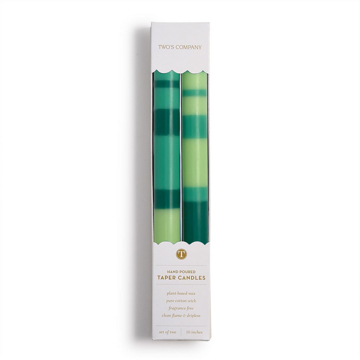 10" Stripe & Glow Taper Candles - Set/2