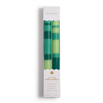 10" Stripe & Glow Taper Candles - Set/2