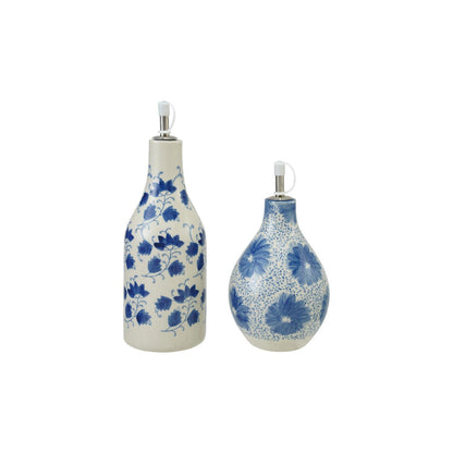 Floral Oil Cruet w/ Spout & Cover