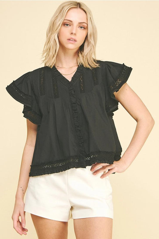 Lace Trim Detailed Blouse Top