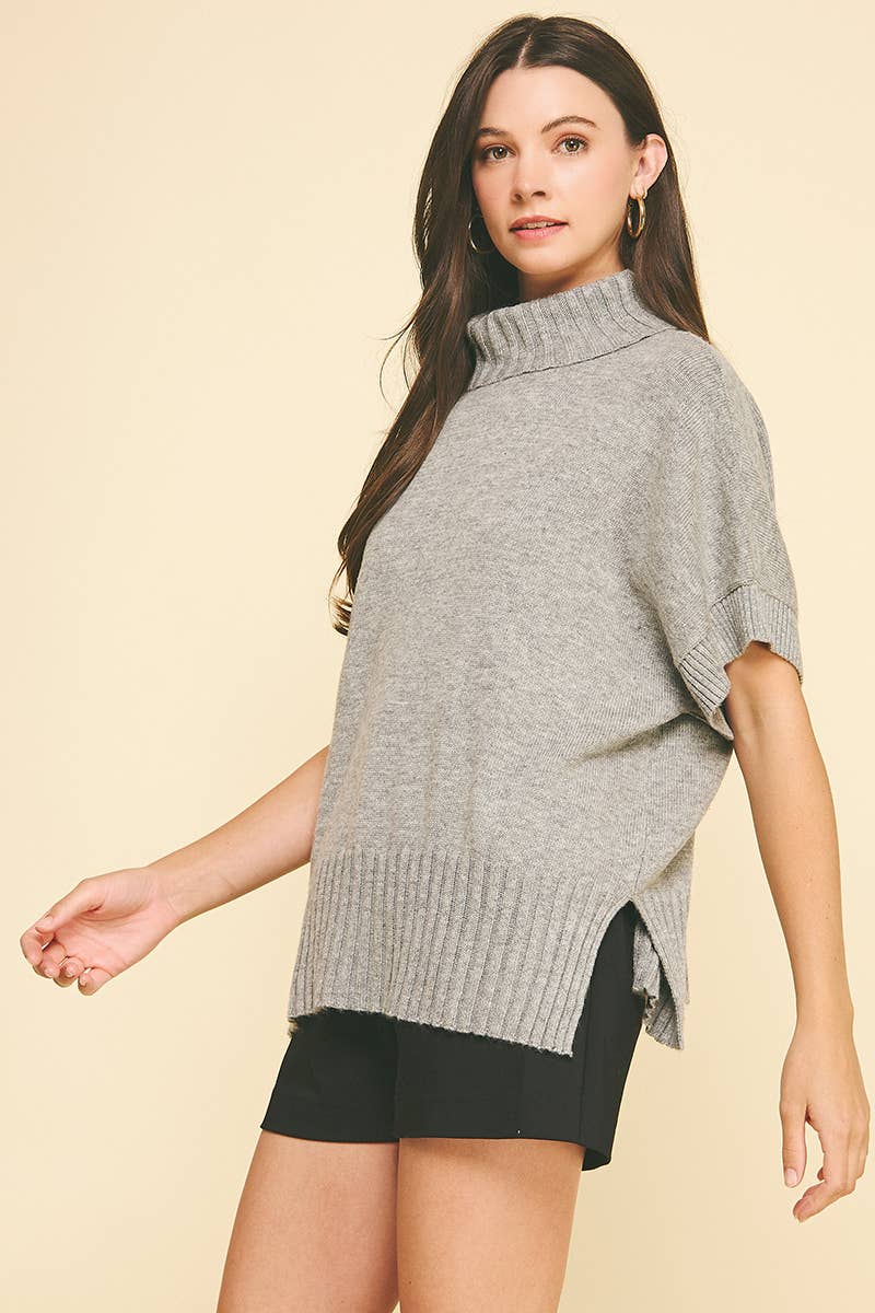 TURTLE NECK SHORT SLEEVE SWEATER