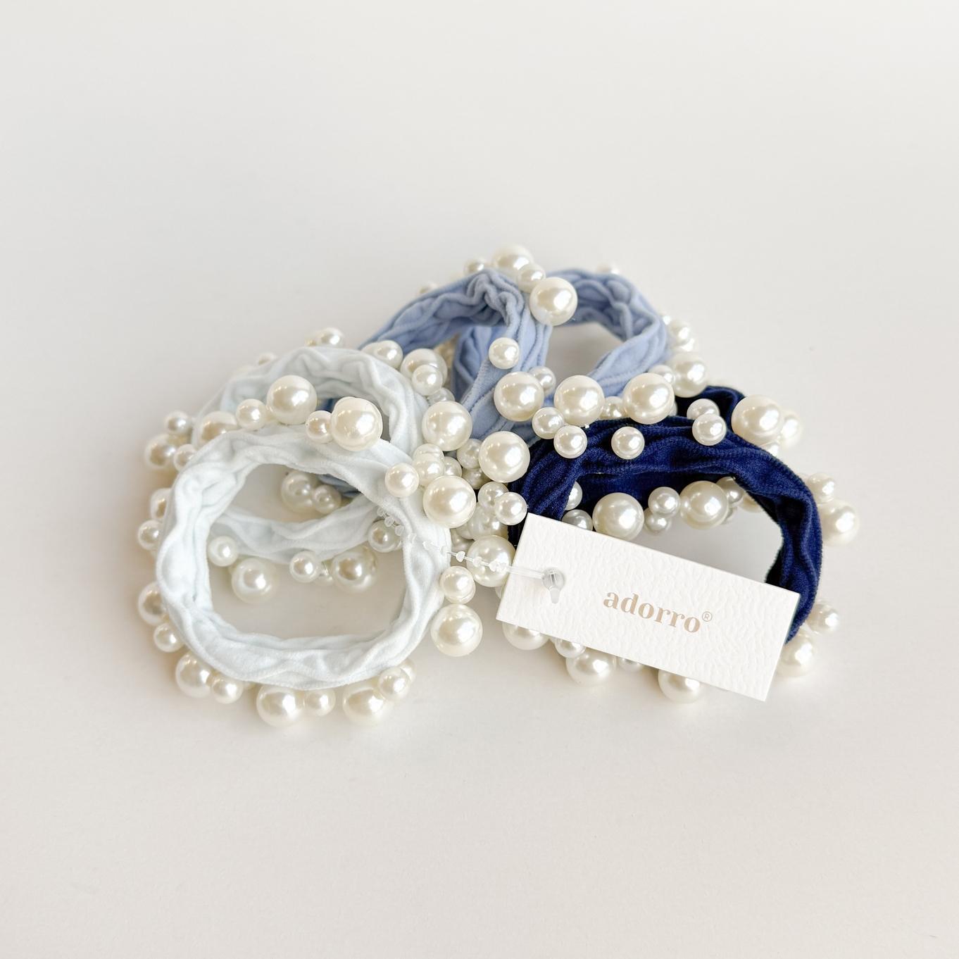 Textured Seamless Pearl Hair Tie Set