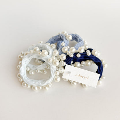Textured Seamless Pearl Hair Tie Set