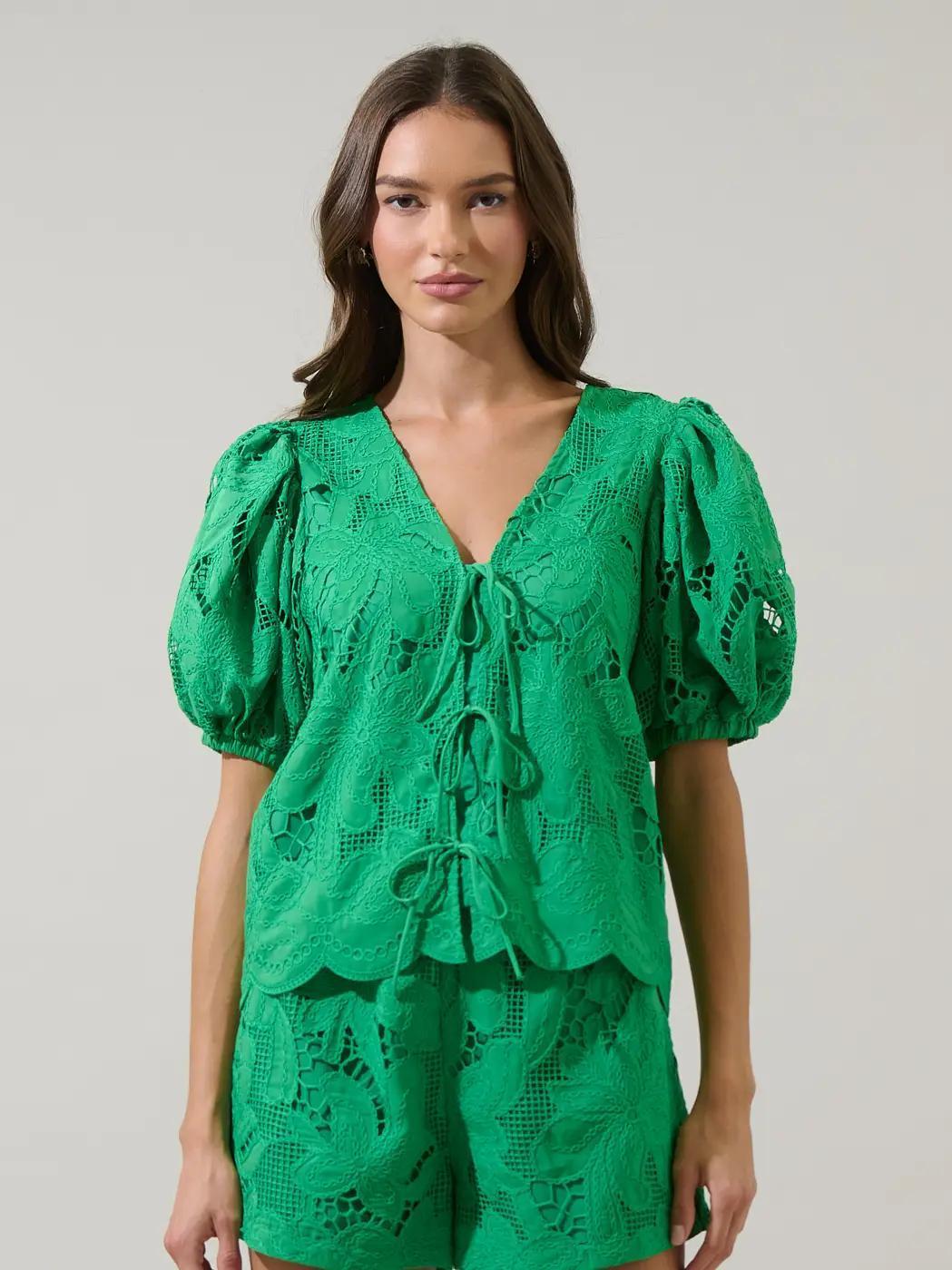 Friona Eyelet Puff Sleeve Top