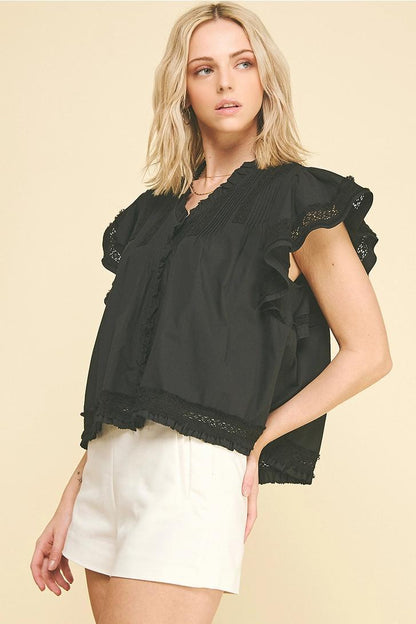 Lace Trim Detailed Blouse Top