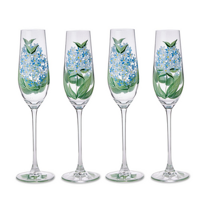 Hydrangea Hand-Painted Glassware