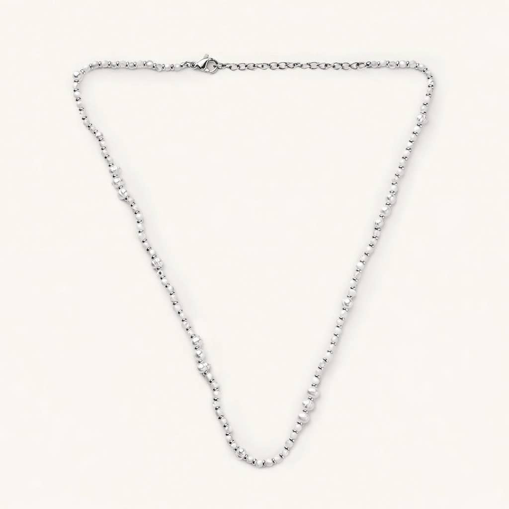 Gabby White Bead and Pearl Necklace