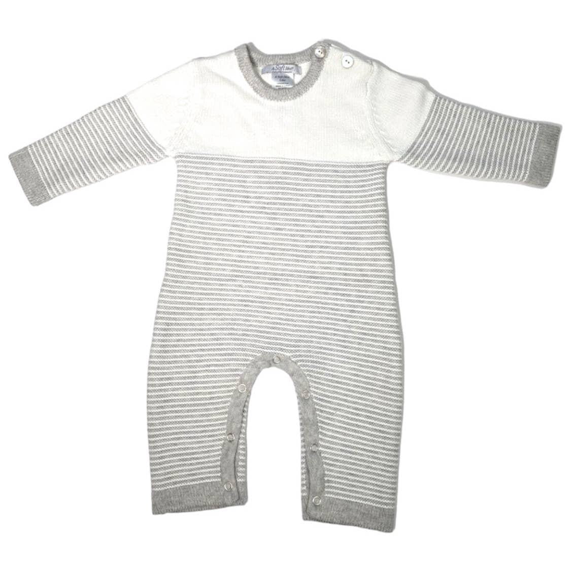 Seed Stitch Striped Cotton Onesie