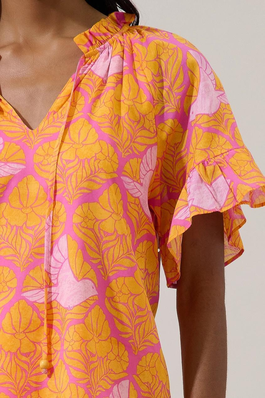 Jaidy Floral Erie Split Neck Top