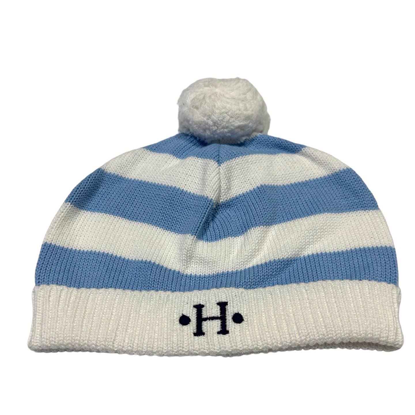 Cotton Striped Hat with Pompom