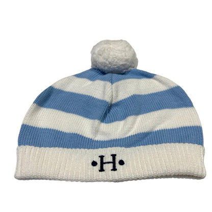 Cotton Striped Hat with Pompom