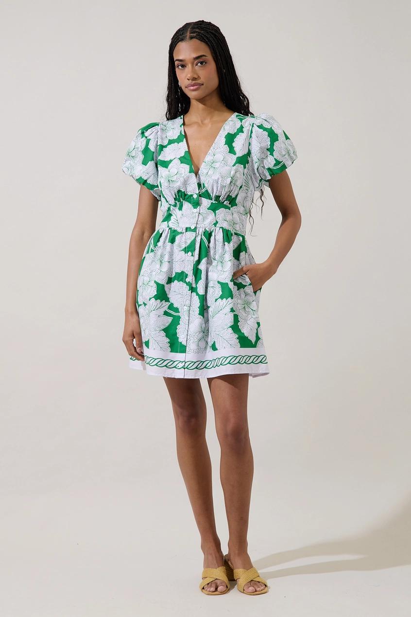 Kasina Button Down Mini Dress Renza Floral