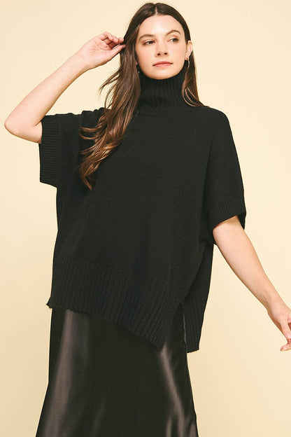 TURTLE NECK SHORT SLEEVE SWEATER