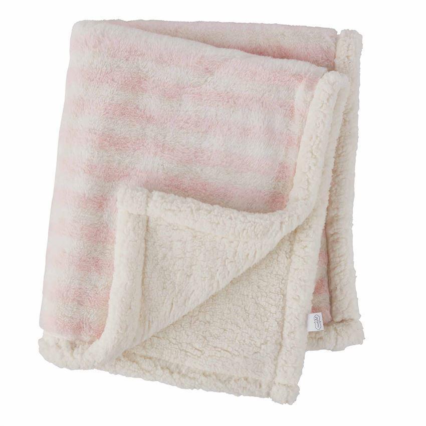 Pink Stripe Faux Fur Baby Blanket