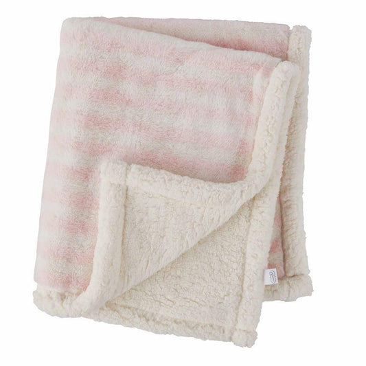 Pink Stripe Faux Fur Baby Blanket