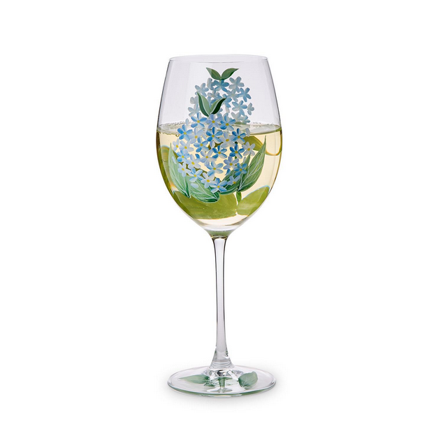 Hydrangea Hand-Painted Glassware