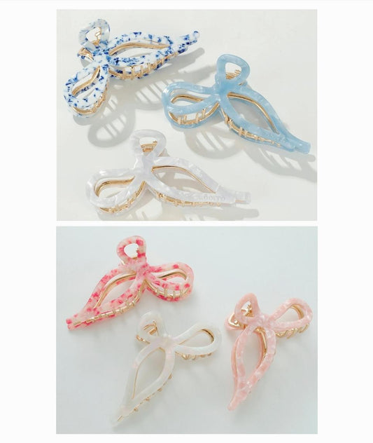 Metal Ribbon Bow Claw Clip