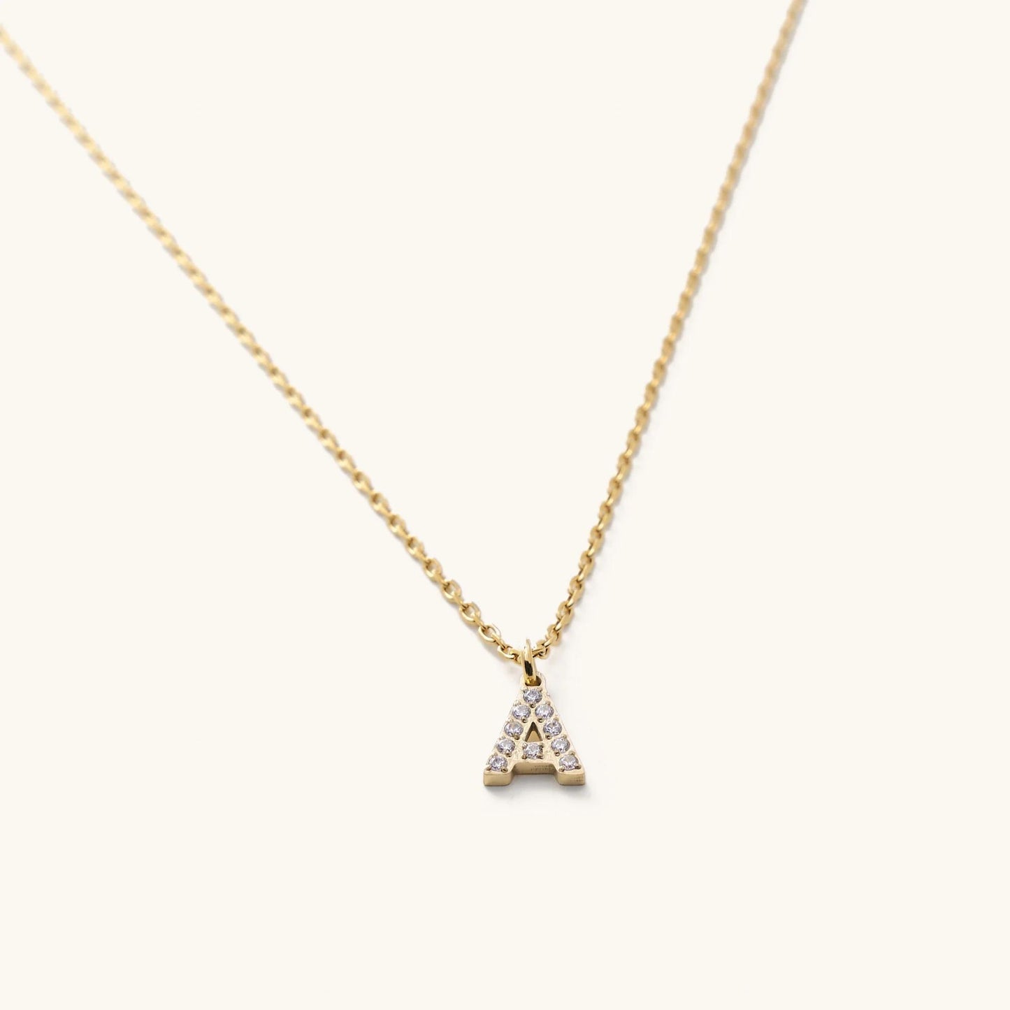 Mini Crystal Initial Charm Necklace- Waterproof