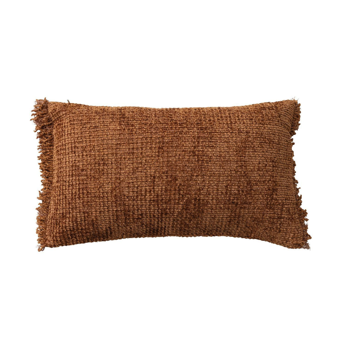 lumbar pillow with fringe chenille
