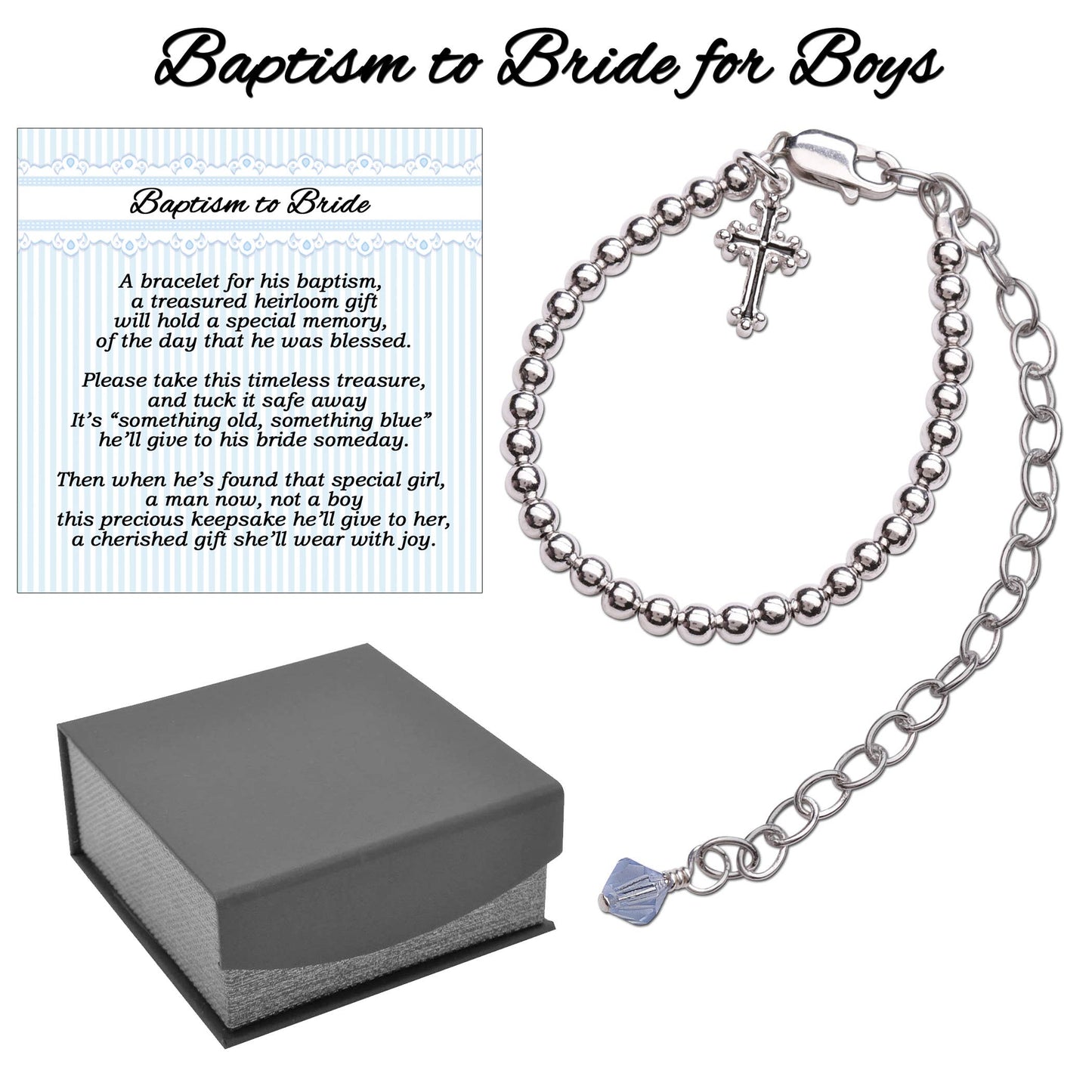 Baptism to Bride™ Sterling Silver Cross Bracelet Gift