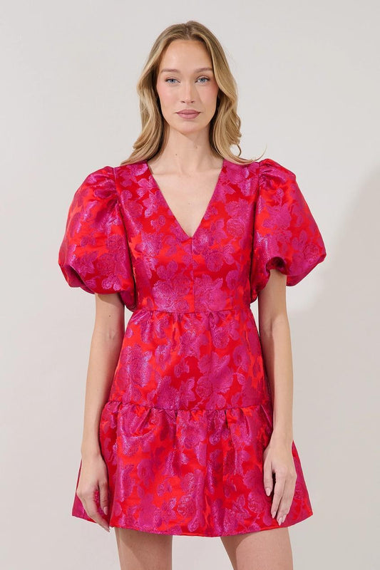 May Tiered Mini Dress Duson Jacquard