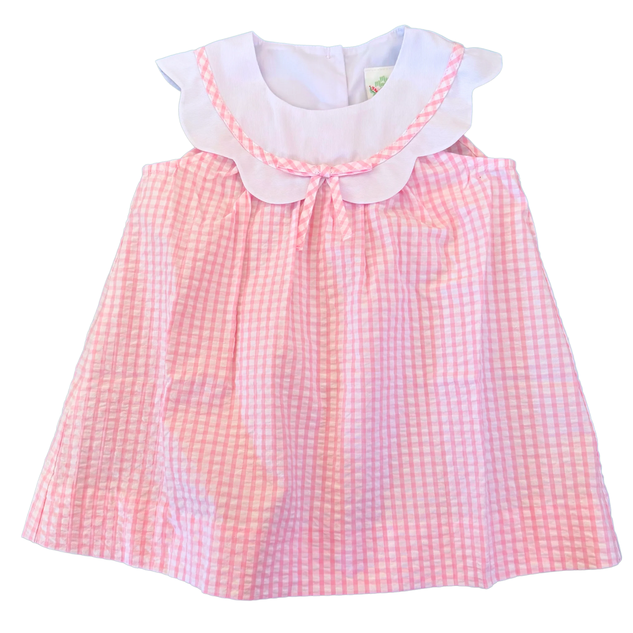 Charlotte Scalloped Dress - Blakeney Ballet Pink Seersucker Check