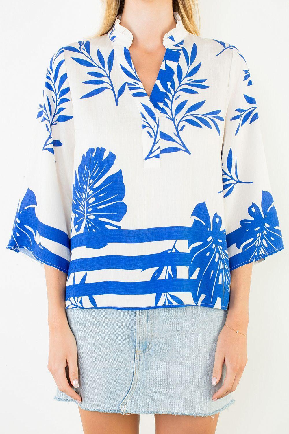 Short Sleeve Floral Pattern Top