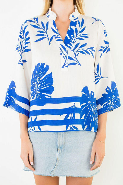 Short Sleeve Floral Pattern Top