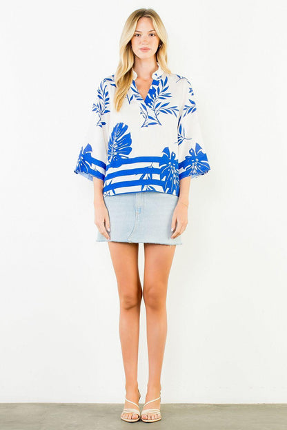 Short Sleeve Floral Pattern Top
