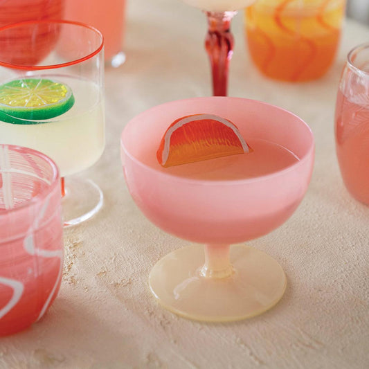 Wide Brim Pink Wine Glass