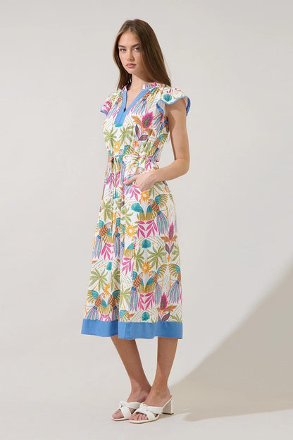 Adelina Shift Midi Dress Tropical