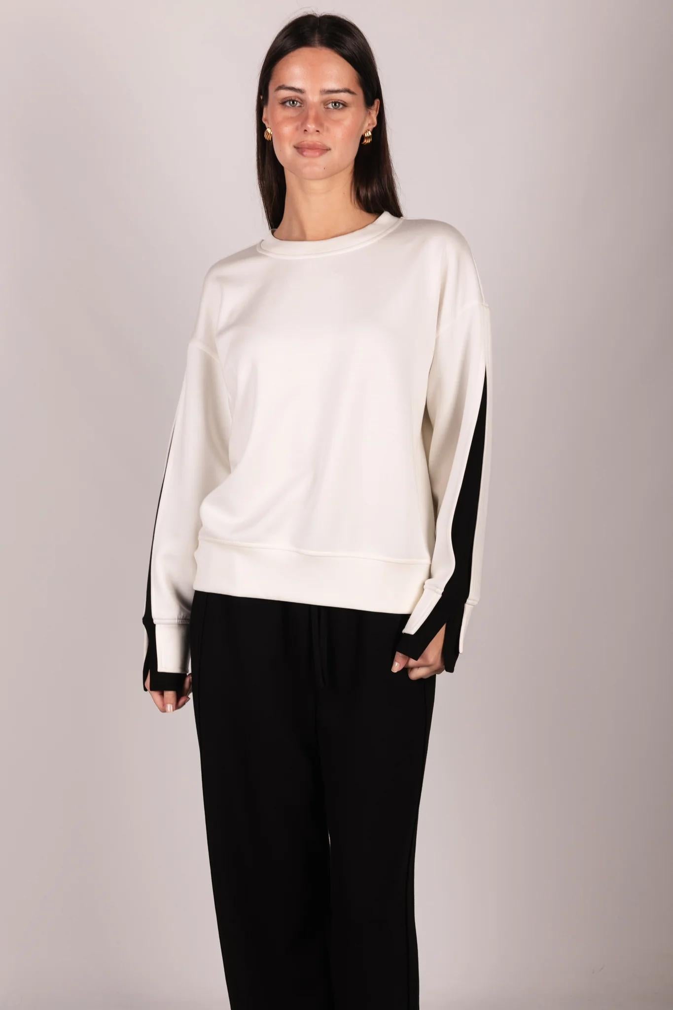 Color Layered Long Sleeve Round Neck Top