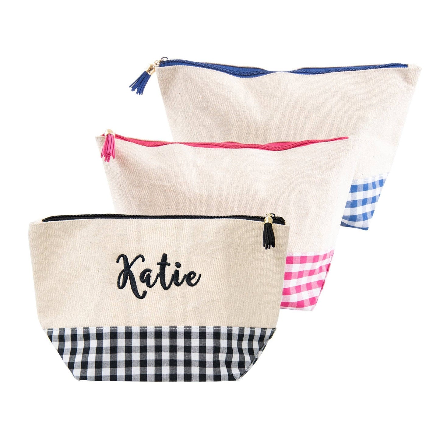 Gingham Boarding Now Cosmetic with Monogram