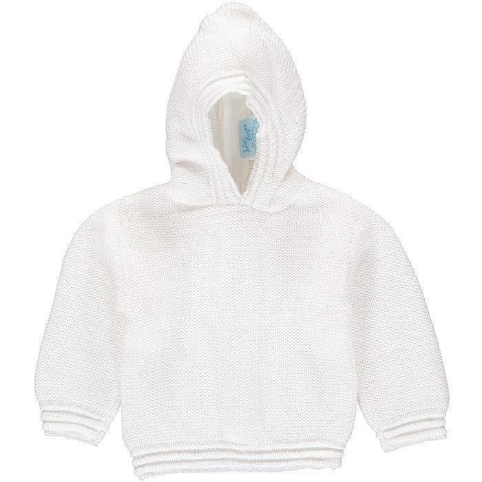 Monogrammed Knit Hooded Zip Back Sweater