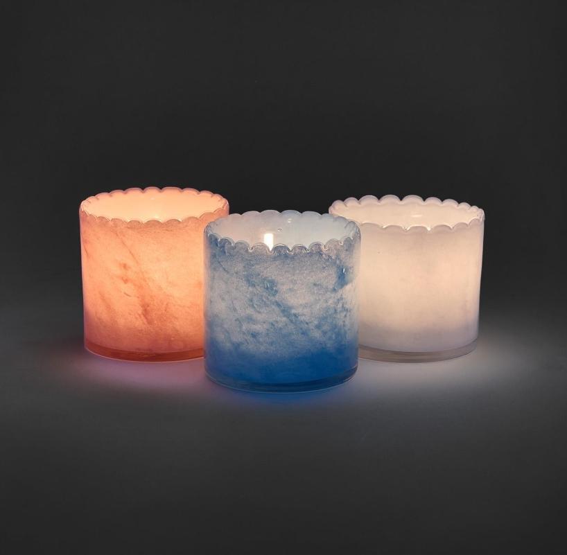 Marbled Scalloped Round Vase / Candleholder