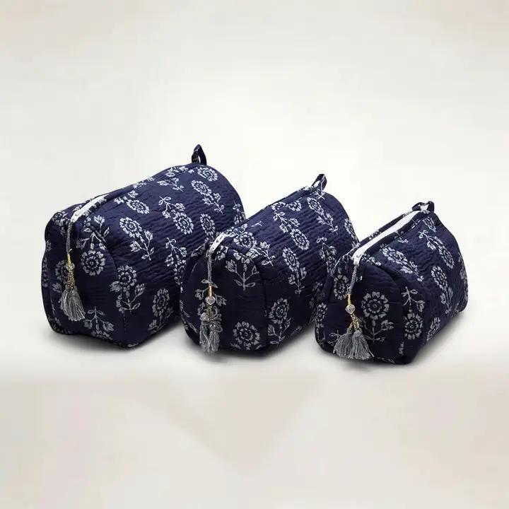 Quilted Botanical Print Cosmetic Bag with Monogram