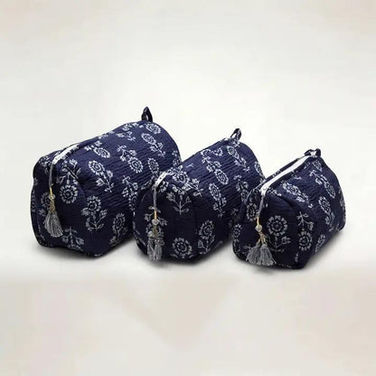 Quilted Botanical Print Cosmetic Bag with Monogram