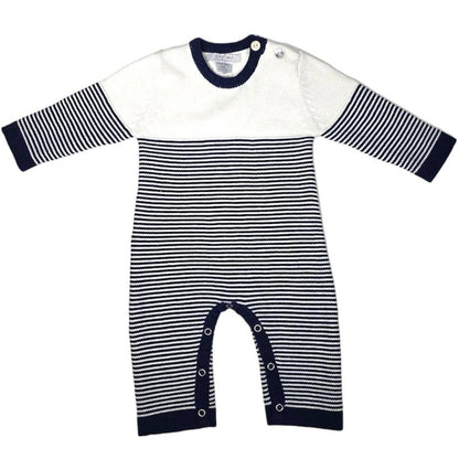 Seed Stitch Striped Cotton Onesie