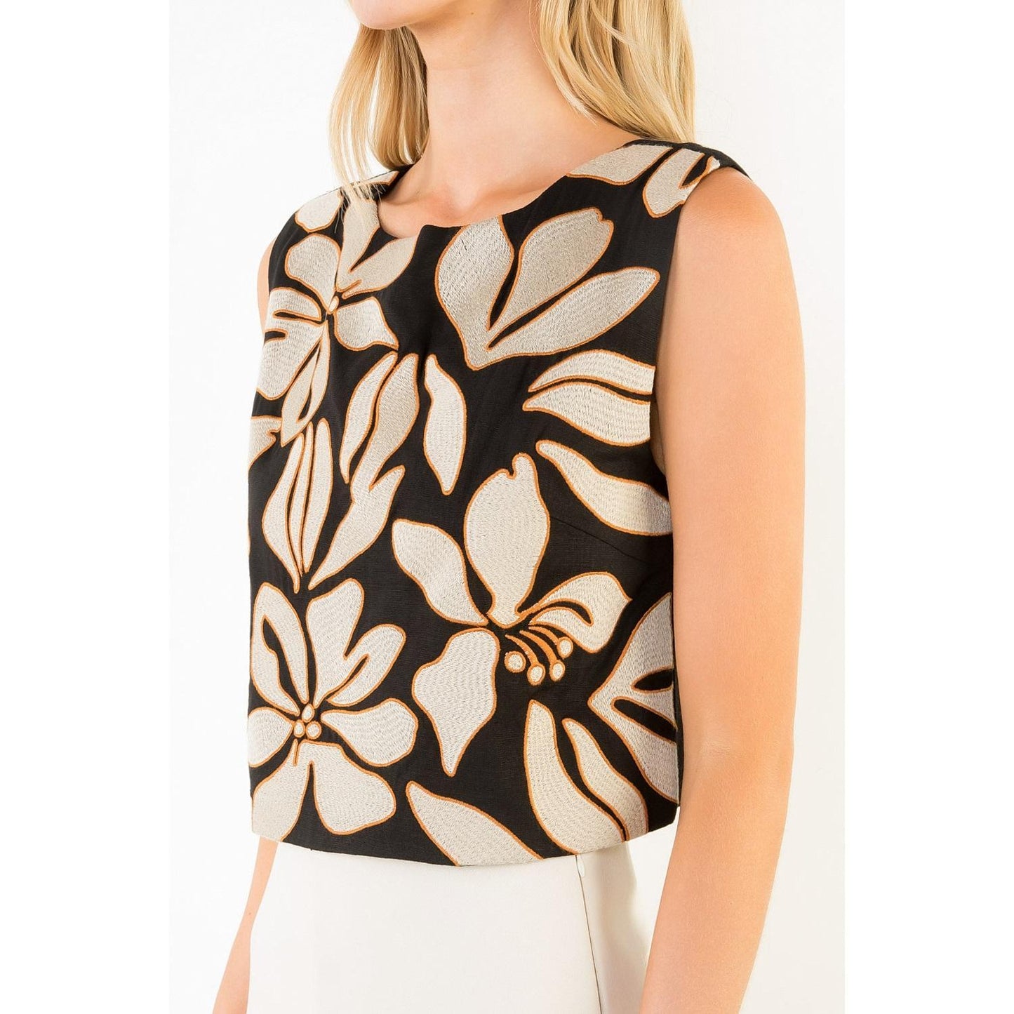 Embroidered Sleeveless Top