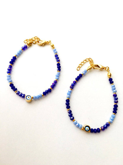 Blue Seed Beads Evil Eye Bracelet