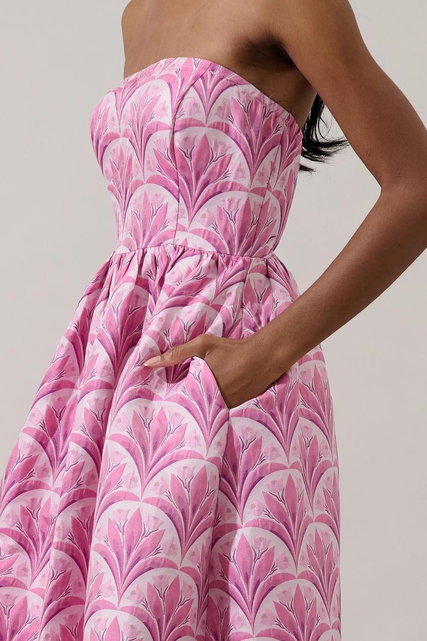 Aurra Jacquard Strapless Midi Dress