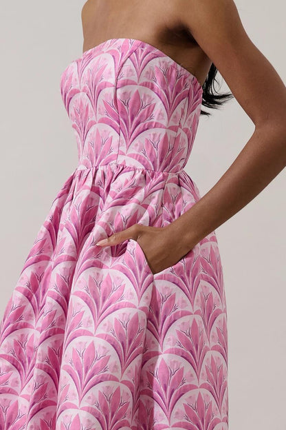 Aurra Jacquard Strapless Midi Dress