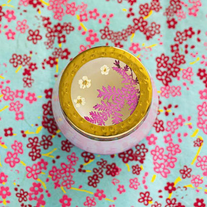 Blackberry + Coconut Petite Watercolor Pressed Floral Candle