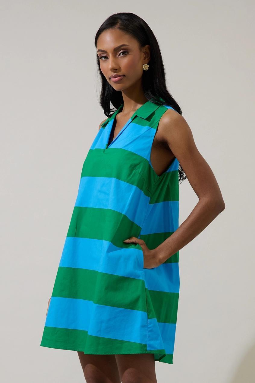 Lexya Collared Shift Mini Dress Valdy Stripe