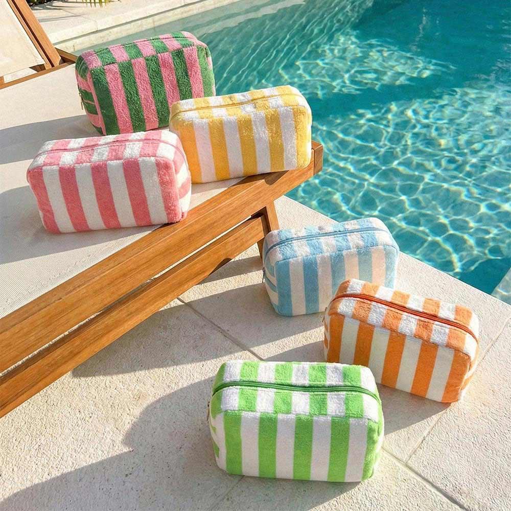 Striped Terry Cosmetic Bag w/ Monogram
