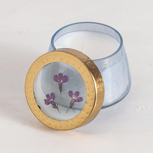 Berry Fig Accent Watercolor Pressed Floral Candle