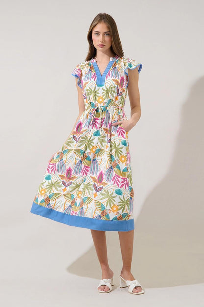 Adelina Shift Midi Dress Tropical